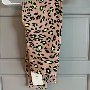 Fabletics Neon Yellow and Black Leopard Leggings